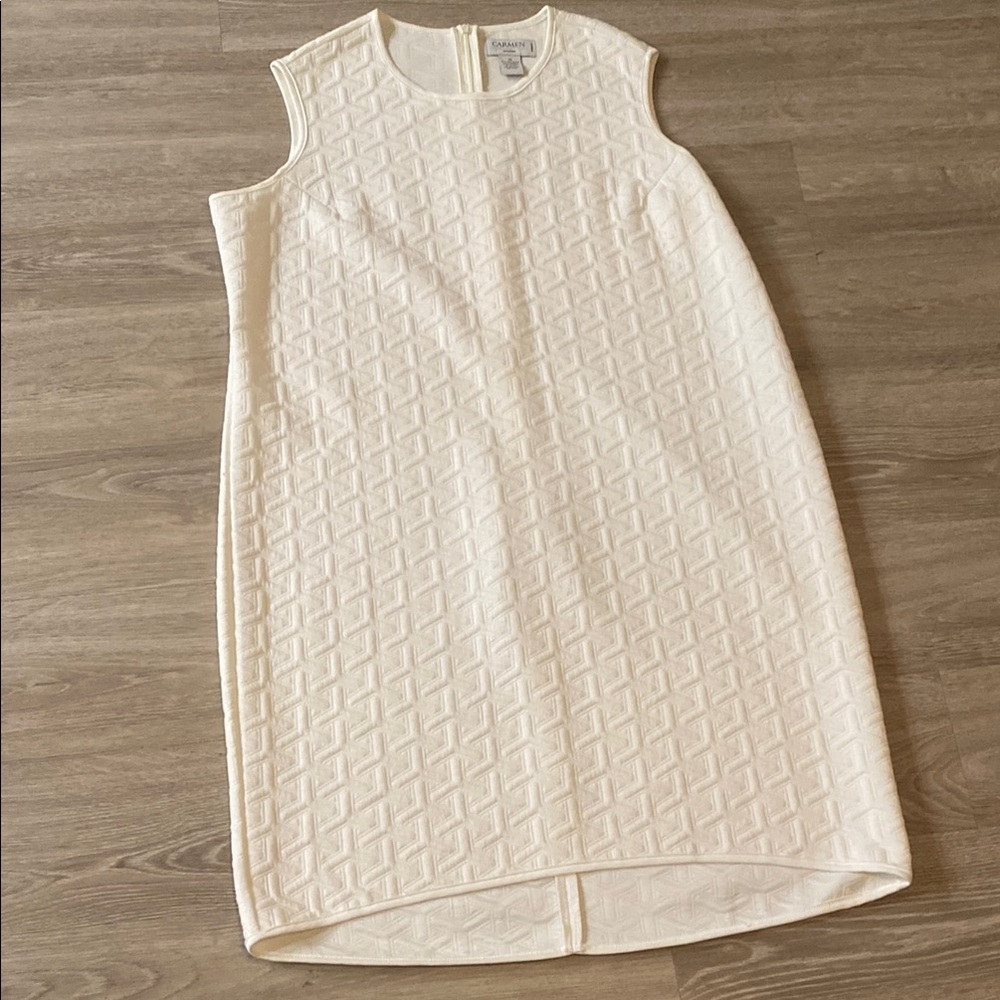 Carmen Marc Valvo Textured White Dress